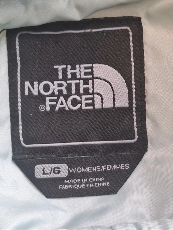 The North Face Puffer Jacket Coat Women Sz L Light Blue/Off White READ - Picture 5 of 9
